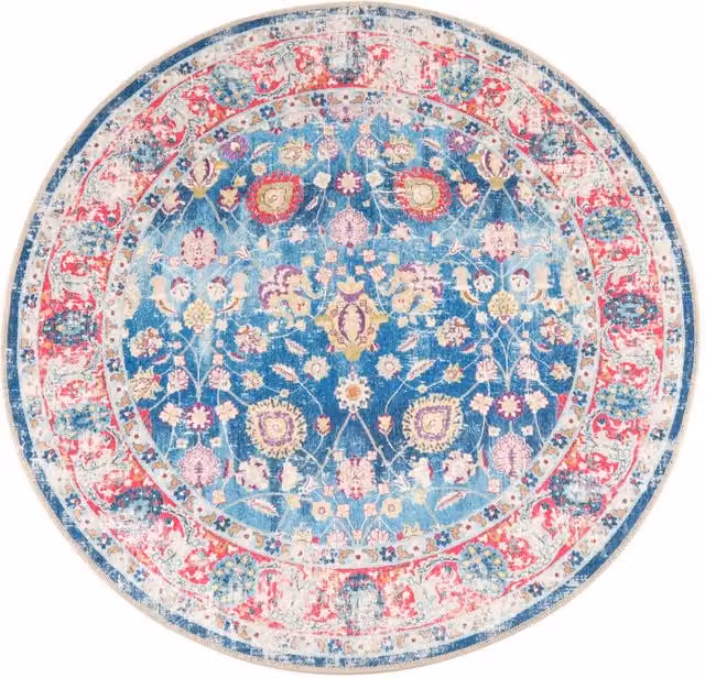Berkfield Home Washable Multicolour Round Anti Slip Rug, Diameter: 100 cm