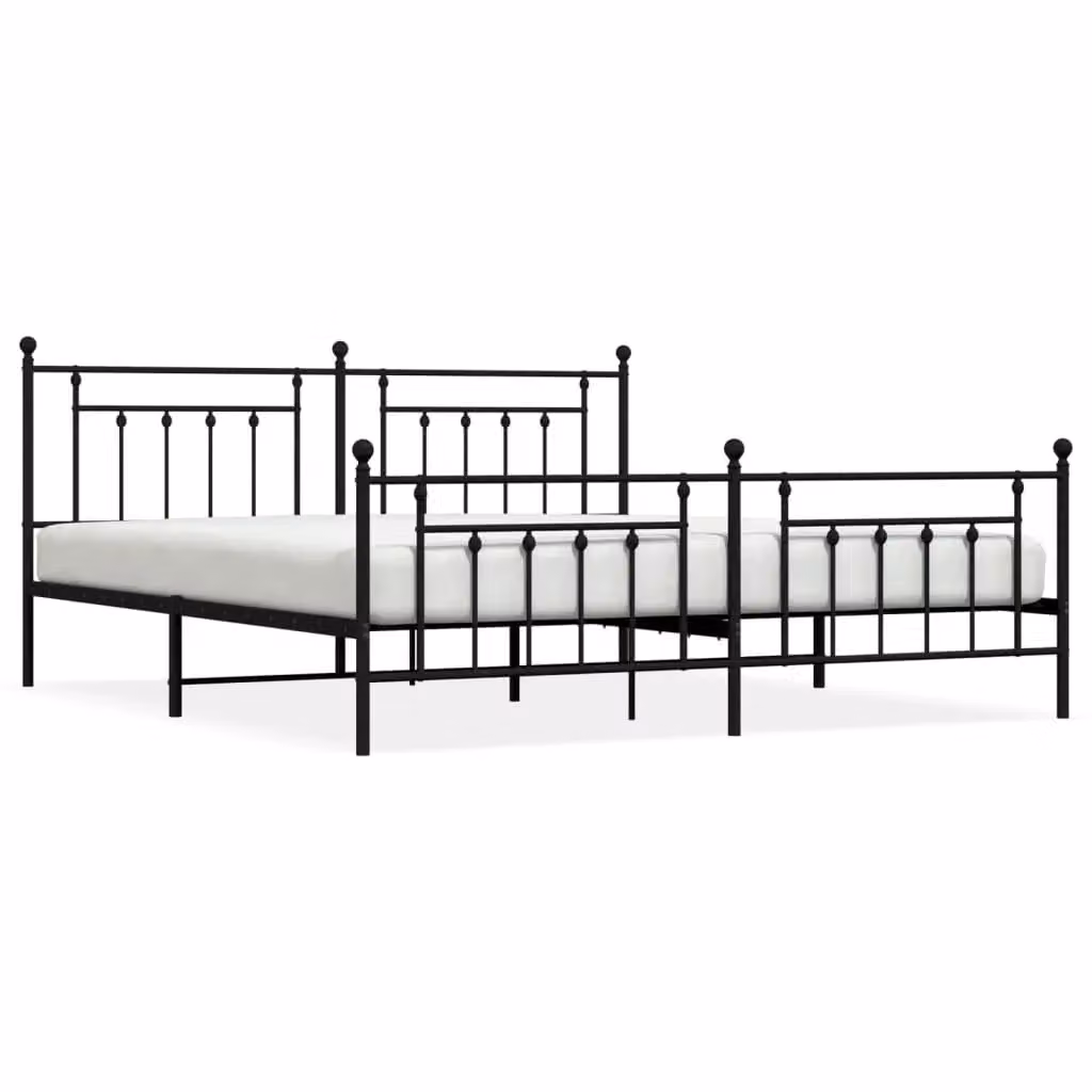 Berkfield Home Metal Bed Frame with Headboard and Footboard in Black W/D/H: 193 x 203 cm – 2
