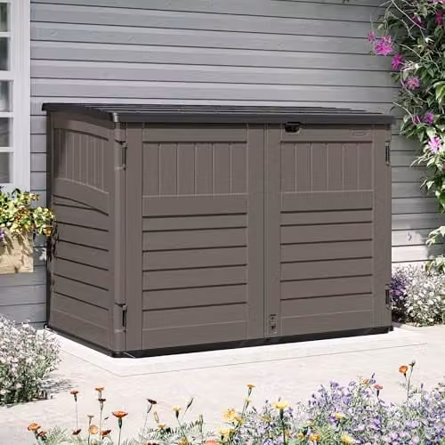 Rowlinson Suncast Stow-Away Large Garden Store in Stone Grey, L112 x W179 x H132 cm – 1