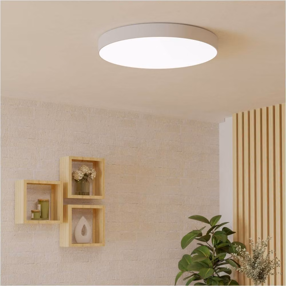 Loops White LED Semi Flush Ceiling Light with Round Minimalist Design – 2