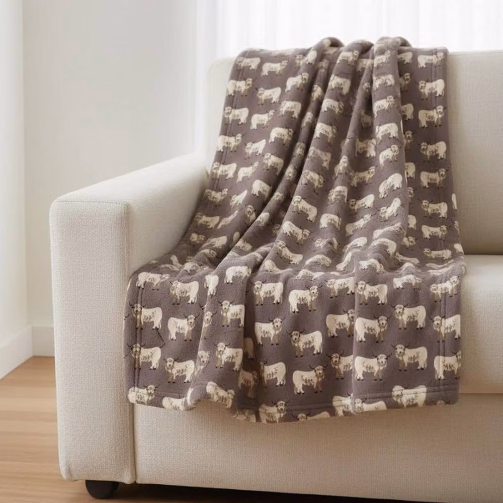 HomeSpace Direct Highland Cow Fluffy Fleece Throw Blanket in Brown, W/D/H: 120 x 150 cm – 2