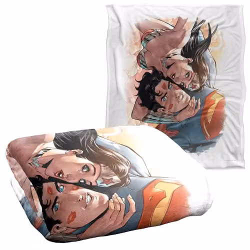 DC Comics Justice League Superman Love Birds Super Soft Silky Touch Fleece Throw Blanket, White, W/D/H: 152 x 127 cm – 2