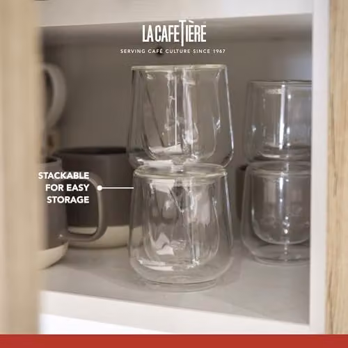 La Cafetiere Siena Double-Walled Cortado Glasses, Set of 2, 135ml, Transparent – 3