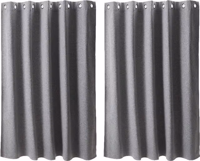 Livingandhome 2-Panel Grey Blackout Linen-Like Eyelet Curtains, W: 117 cm, H: 137 cm