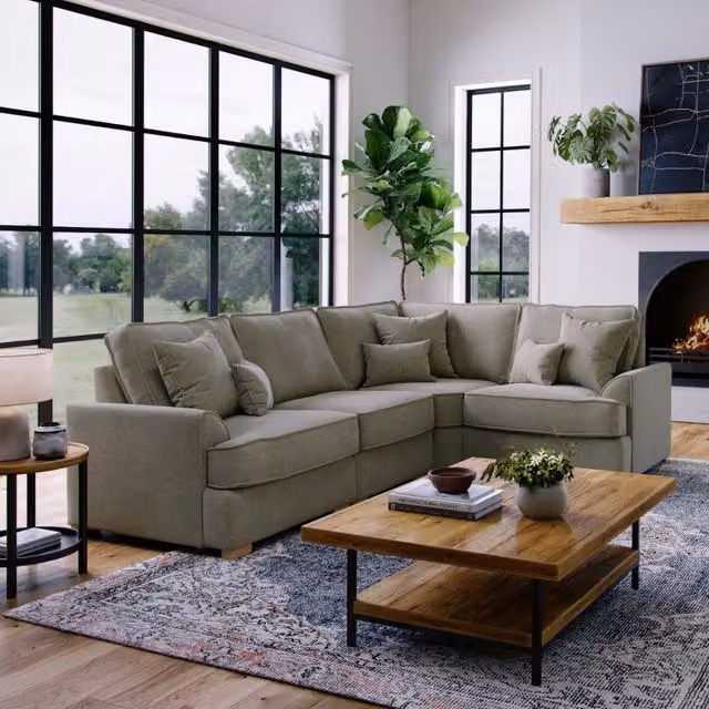The Great Sofa Company Ophelia Right Hand Facing Chenille Corner Sofa in Grey, 3 Seater