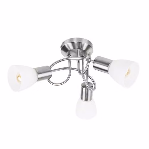 ValueLights Kololi 3 Way Silver and Chrome Ceiling Bar Light with White Glass Shades – 1