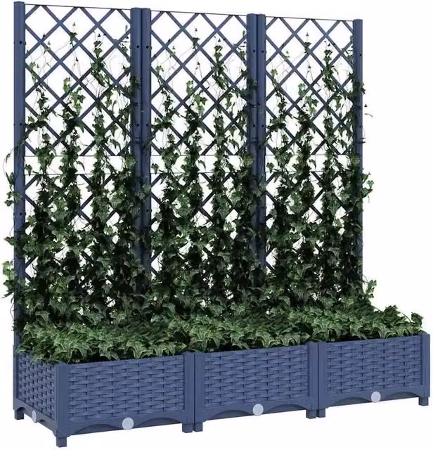 Berkfield Home Garden Planter with Trellis, Dark Grey, W/D/H: 120 x 40 x 121.5 cm