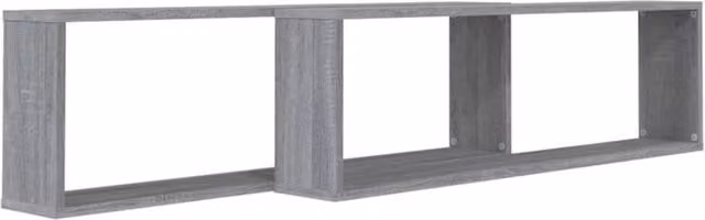 Berkfield Home Wall Cube Shelves, 2 Piece Grey Sonoma Engineered Wood, W/D/H: 100 x 15 x 30 cm