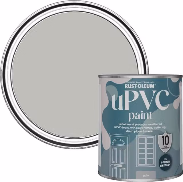 Rust-Oleum Satin Finish UPVC Paint in Grey, 0.75 l