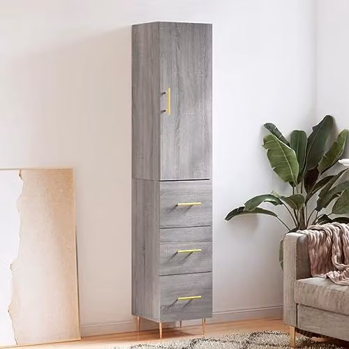 vidaXL Modern Grey Sonoma Highboard Sideboard with Doors and Drawers for Living Room or Bedroom – 2