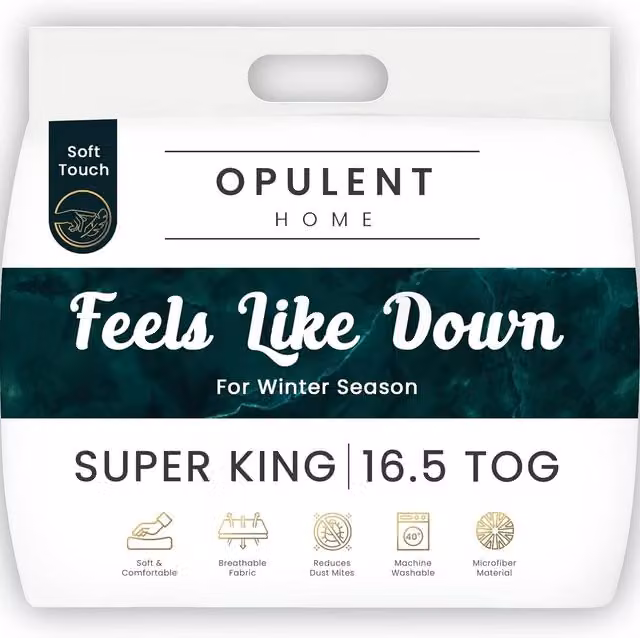 Opulent Home White Superking Winter Duvet, 15.0 Tog