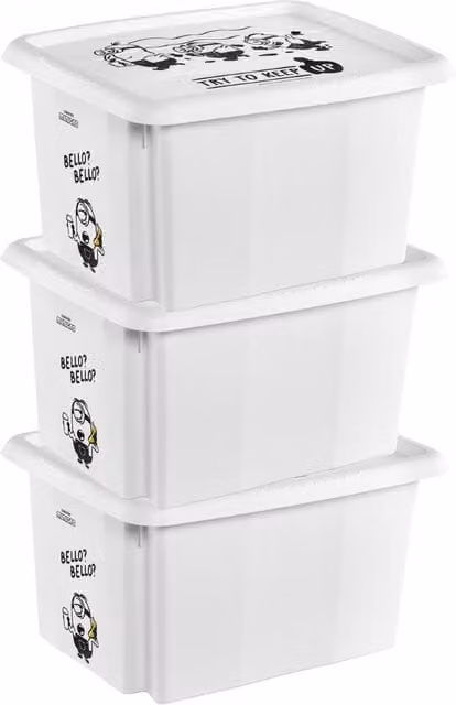 Keeeper Set of 3 Minions Stackable Turning Storage Boxes, 15L, Grey and White – 1