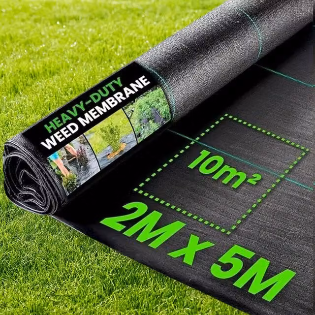 Green Thumbz Heavy Duty Black Weed Control Fabric, W: 2 m, L: 5 m