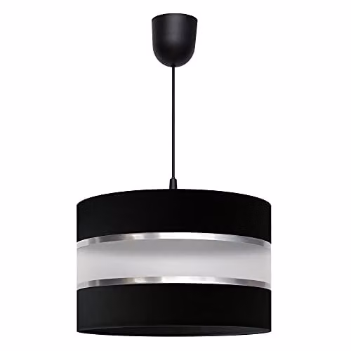 Netlighting Helam Helen Cylindrical Pendant Ceiling Light in Black and Silver, Diameter: 35 cm – 1