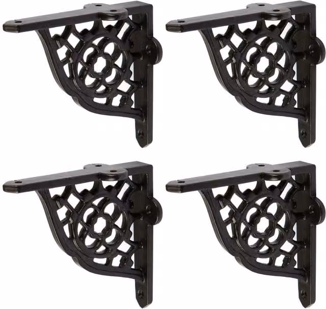 Hammer and Tongs Honeycomb Iron Shelf Bracket, Pack of 4, Matt Black, Diameter: 100 mm