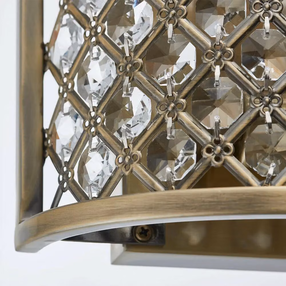 Loops 2 Pack Crystal Cage Wall Light in Brass and Clear Glass – 3