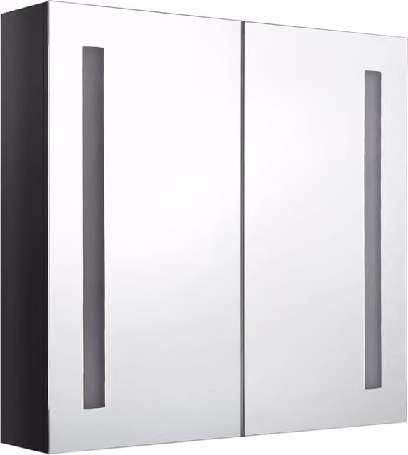 Berkfield Home LED Bathroom Mirror Cabinet in Glossy Black, W: 62 cm, D: 14 cm, H: 60 cm – 1