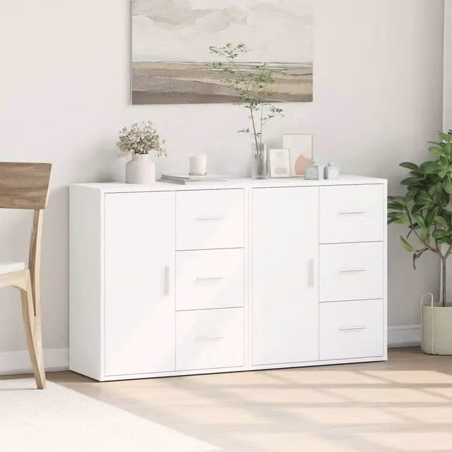 Berkfield Home Set of 2 White Matt Engineered Wood Sideboards W/D/H: 60 x 31 x 70 cm – 1