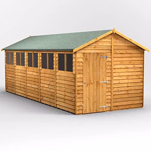 Powersheds Premium Apex Wooden Garden Shed in Natural Brown with Toughened Glass and Security Features, W/D/H: 258 x 239.1 x 16 cm