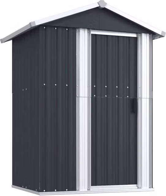 Berkfield Home Galvanised Steel Garden Shed in Anthracite Grey, W/D/H: 126 x 97.5 x 177 cm