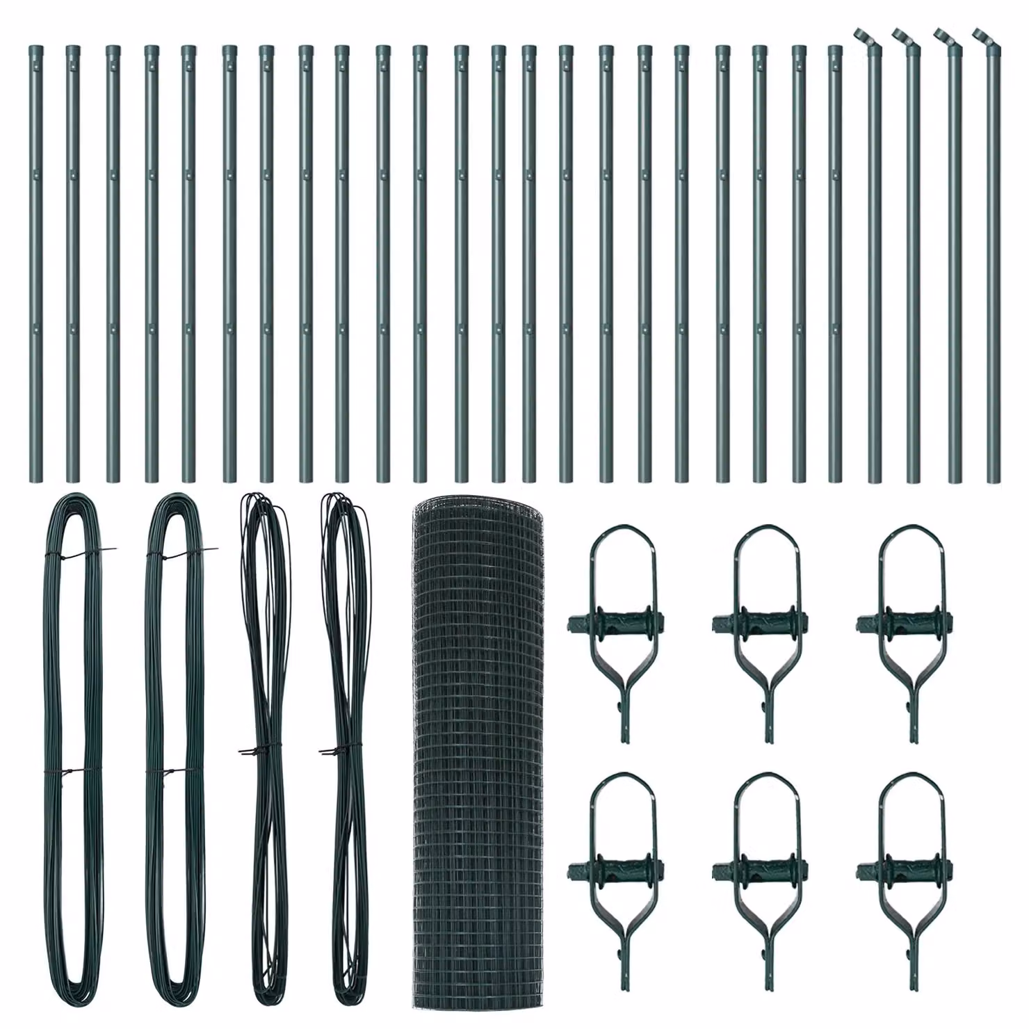 Berkfield Home Green Steel Welded Wire Fence with 13 Round Posts, W: 0.5 m, L: 50 m – 2