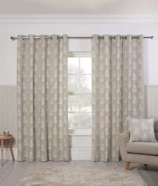 Sundour Esher Fern Leaf Eyelet Curtains in Grey, Width: 168 cm, Drop: 229 cm