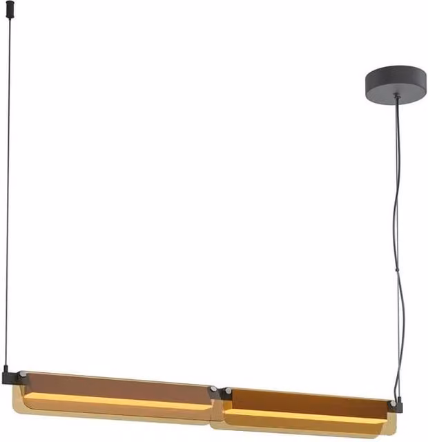 Netlighting Modern Bar Pendant Ceiling Light in Black with Amber Shade, 2480lm, 3000K Warm White LED