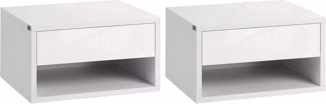 Kelvenix Set of 2 White Wall Mounted Bedside Tables – 1