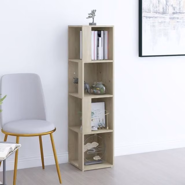 Berkfield Home Corner Cabinet in Sonoma Oak Brown, W/D/H: 33 x 33 x 132 cm