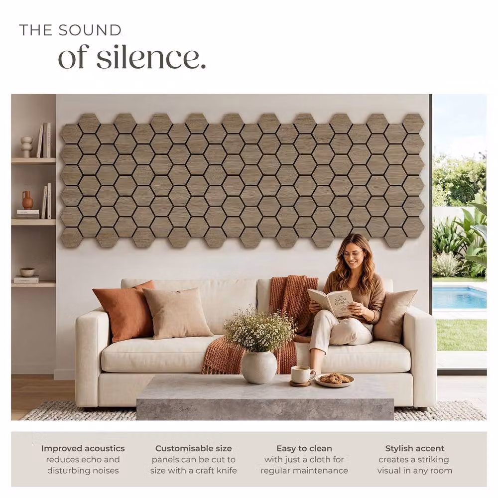tectake Hexagonal Acoustic Sound-Absorbing Felt Panels in Brown – 3