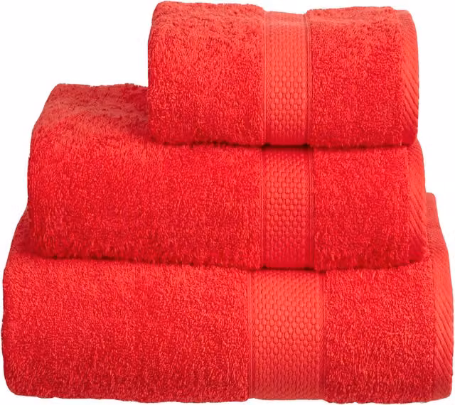 Bellissimo Red Cotton Terry Towel Set with Border