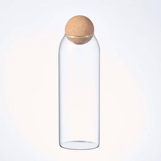 Eden & Willow Clear Glass Storage Jar with Decorative Cork Ball Lid, 1.5l