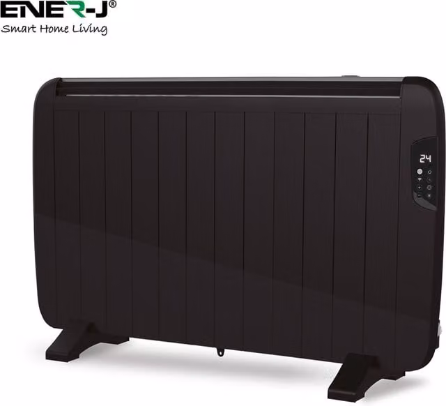 EnerJ Smart 2000W Ceramic Fan Heater with LCD Display and App Control, Black