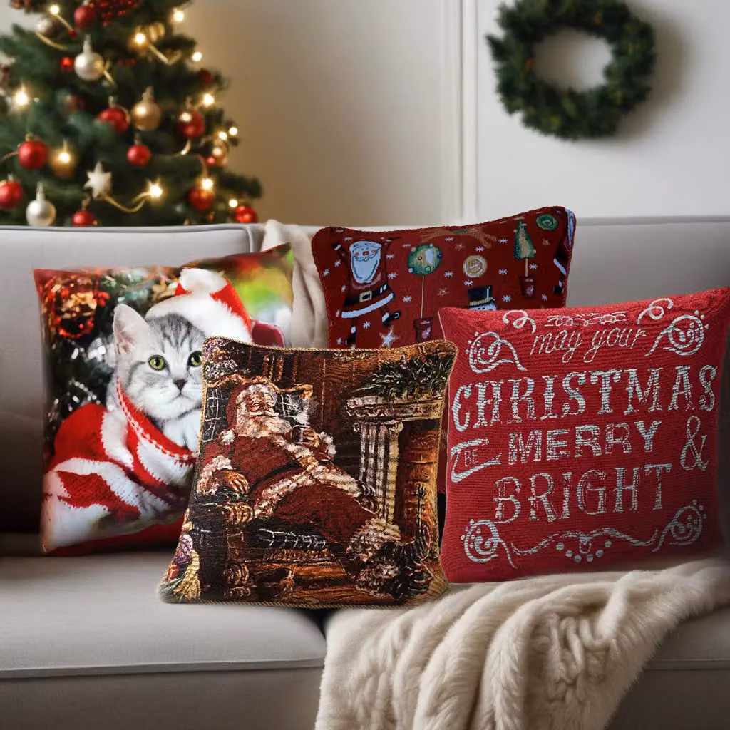 Luxury Living Red Velvet Christmas Decorative Cushion with Hollow Fibre Pad, W/D/H: 45 x 45 x 45 cm – 2