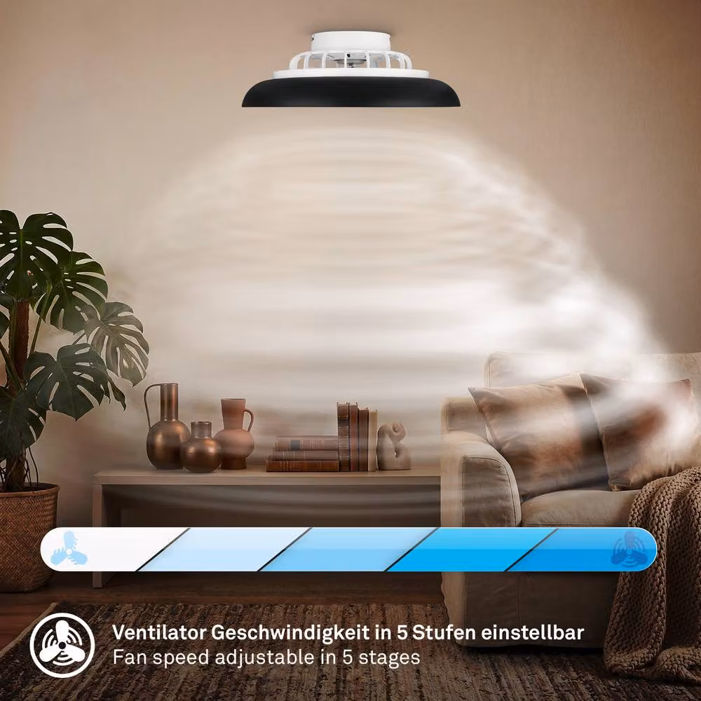 Briloner Black 24W CCT Dimmable LED Ceiling Light with Fan and Remote Control – 7