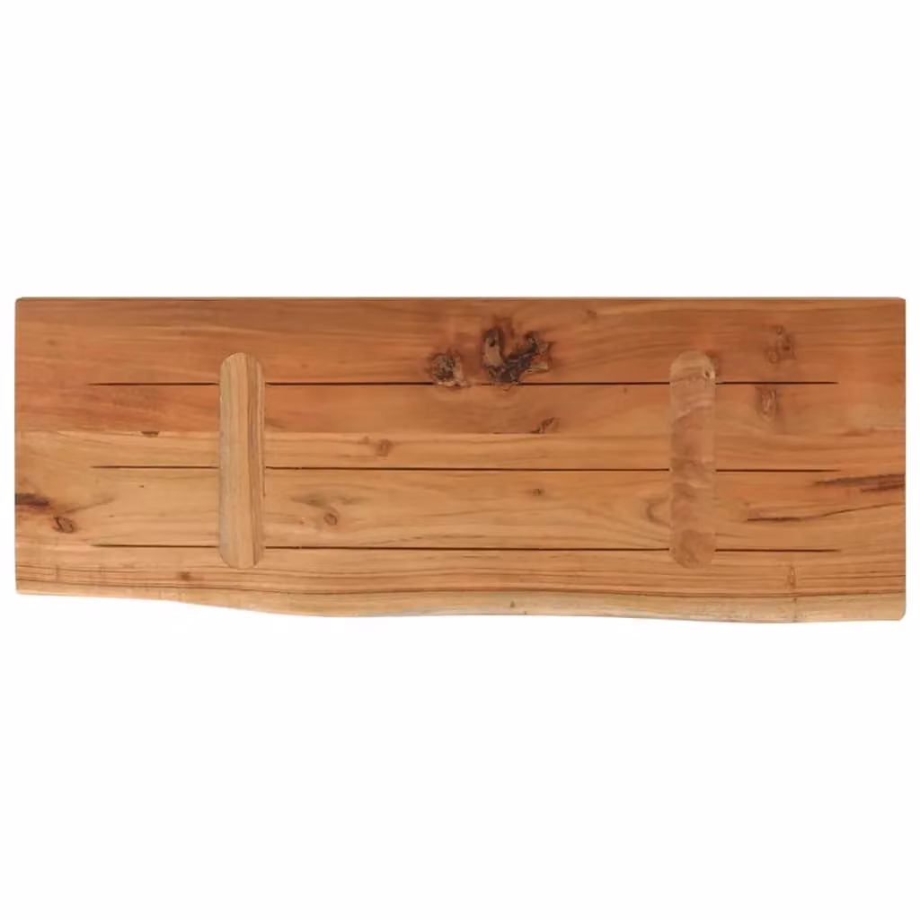 Berkfield Home Rectangular Acacia Solid Wood Wall Shelf with Live Edge, Brown, W: 70 cm, D: 30 cm, H: 3.8 cm – 2