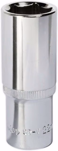 Loops 22mm Deep Drive Socket 1/2 inch Square Drive Forged Steel in Silver Chrome Vanadium