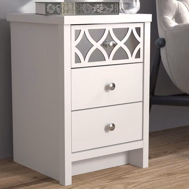 GFW Arianna 3 Drawer Bedside Table in White
