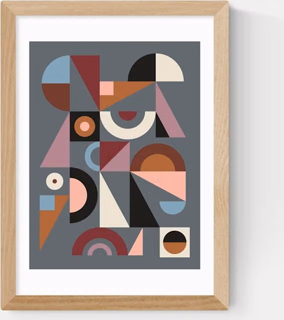 East End Prints Graphic IX Framed Abstract Geometric Art Print in Beige and Multicolour