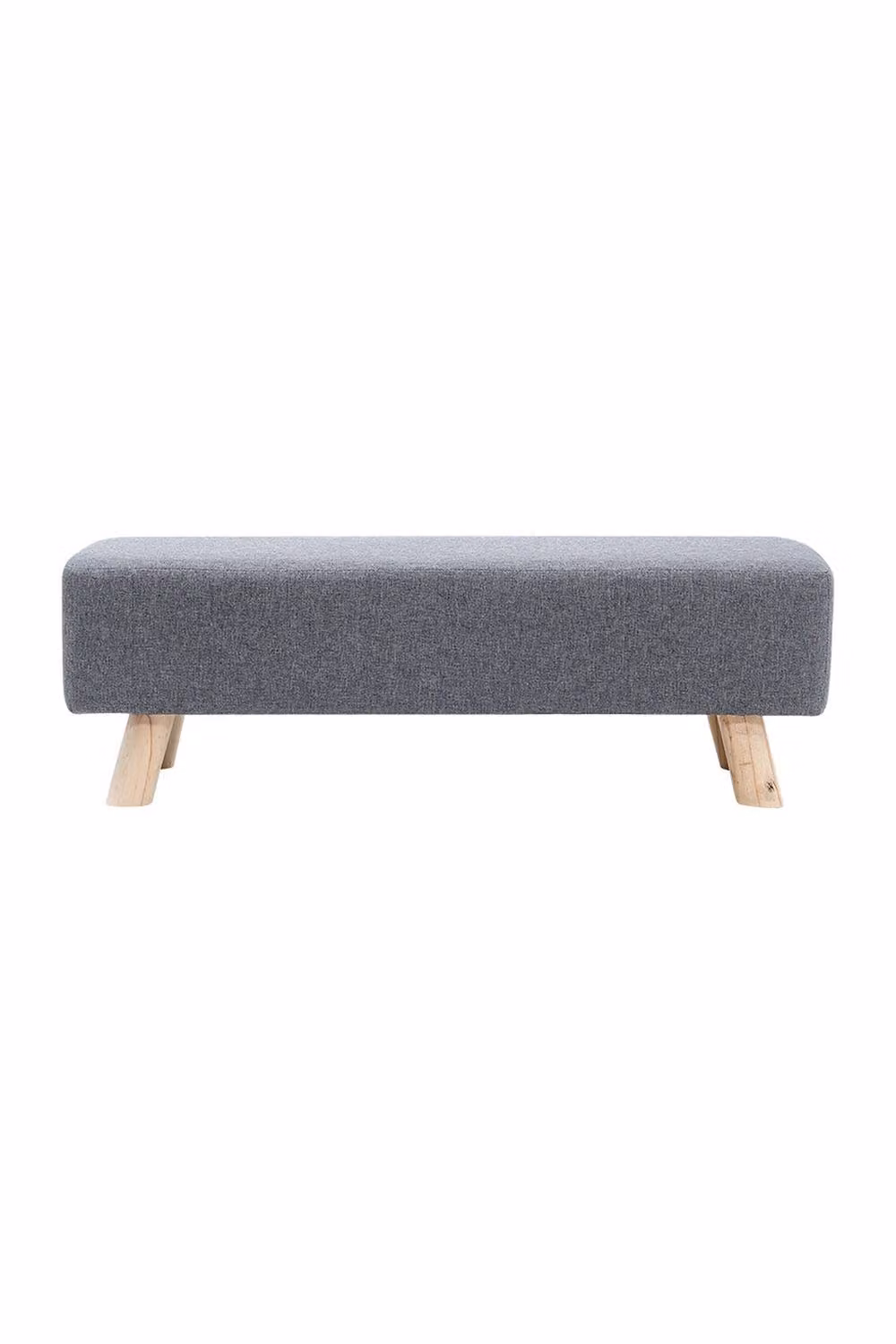 Garden Sanctuary Rectangular Upholstered Linen Shoe Changing Bench with Rubberwood Legs in Grey – 2