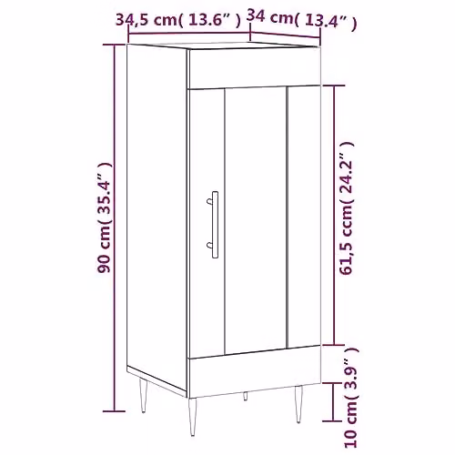 vidaXL Sideboard in Smoked Oak, Brown Engineered Wood with Glass, W/D/H: 34.5 x 34 x 90 cm – 3