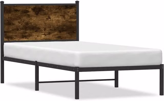 Berkfield Home Metal Bed Frame in Smoked Oak Brown, W: 80 cm, L: 200 cm – 1