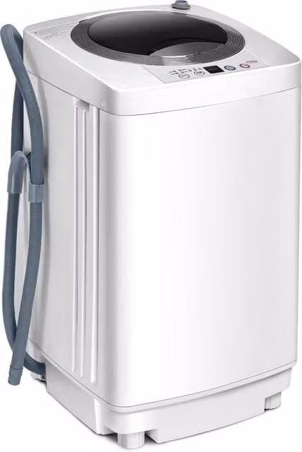 Gymax Portable 2 in 1 Full-Automatic Top Load Washing Machine in White