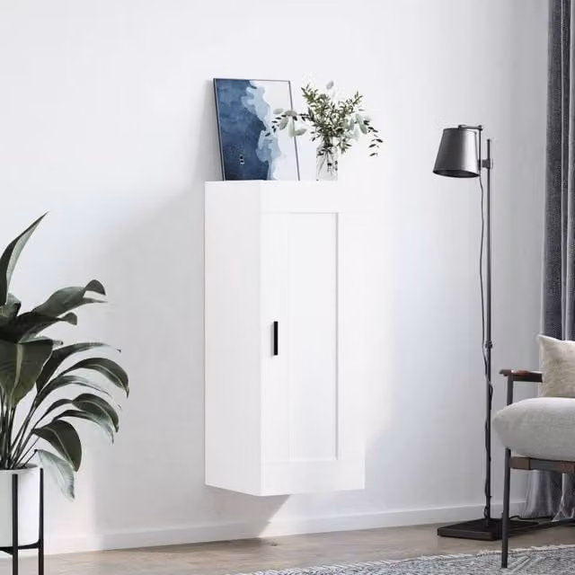 Berkfield Home Wall Mounted Cabinet in White, W/D/H: 34.5 x 34 x 90 cm – 1