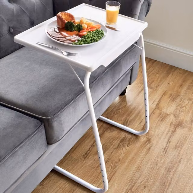 Chums Pack of 2 Adjustable Folding TV and Laptop Valet Tables in White – 1