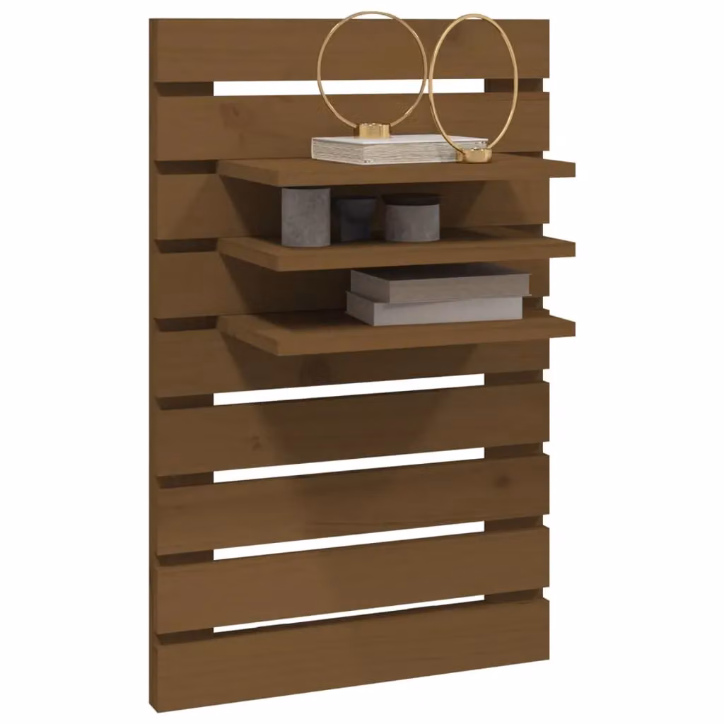 Berkfield Home Set of 2 Wall-mounted Rustic Pine Bedside Shelves in Honey Brown – 3