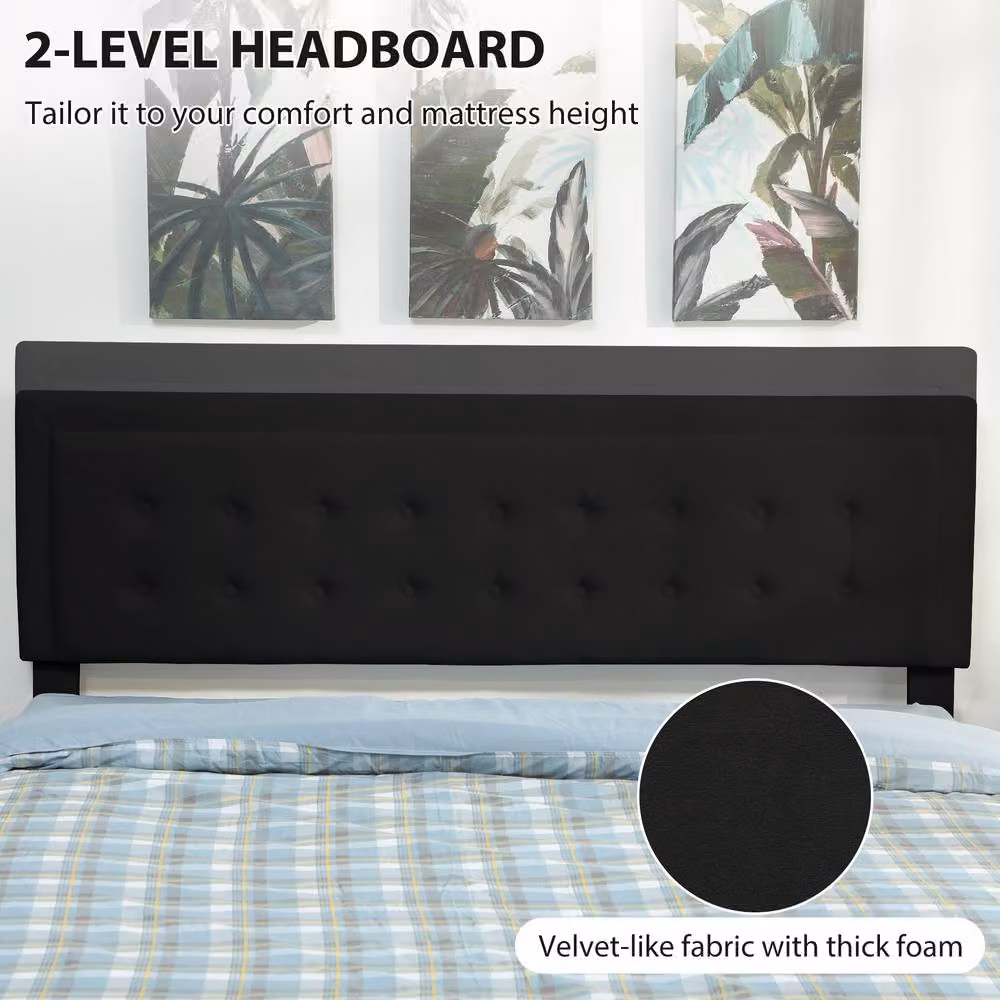 STILVORA Modern Upholstered Velvet Ottoman Bed Frame with Lift Up Base in Black, W/D/H: 180 x 200 x 157.5 cm – 6