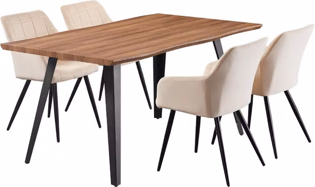 Life Interiors Rocco Camden Modern Rectangular Oak Dining Set in Cream