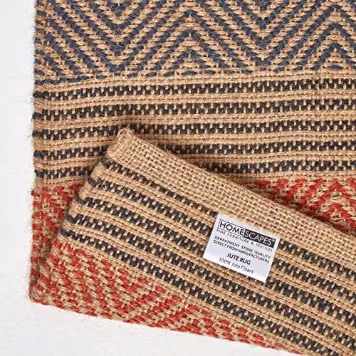 Homescapes Red and Blue Geometric Patterned Jute Rug, W/D: 60 x 100 cm – 3