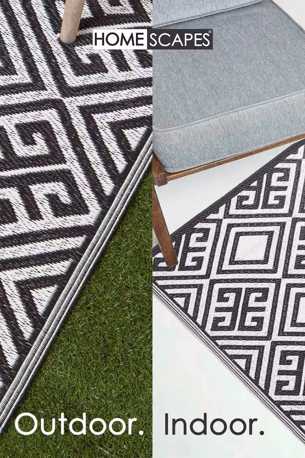 Homescapes Luxury Outdoor Geometric Rug in Black and White, W/D/H: 120 x 180 cm – 5